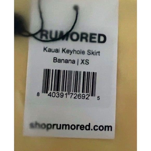 RUMORED Kauai Keyhole Midi Skirt in Banana Yellow XS-Satin - Picture 6 of 7